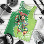 Personalised Rabbitohs And Raiders Rugby Men Tank Top Aboriginal Mix Polynesian Pattern