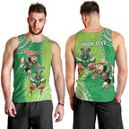 Personalised Rabbitohs And Raiders Rugby Men Tank Top Aboriginal Mix Polynesian Pattern