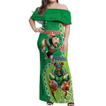Personalised Rabbitohs And Raiders Rugby Off Shoulder Maxi Dress Aboriginal Mix Polynesian Pattern