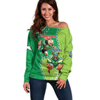 Personalised Rabbitohs And Raiders Rugby Off Shoulder Sweater Aboriginal Mix Polynesian Pattern