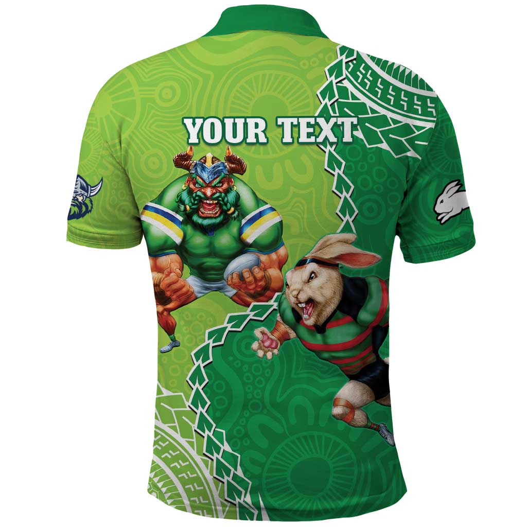 Personalised Rabbitohs And Raiders Rugby Polo Shirt Aboriginal Mix Polynesian Pattern