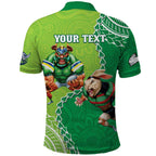 Personalised Rabbitohs And Raiders Rugby Polo Shirt Aboriginal Mix Polynesian Pattern