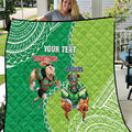 Personalised Rabbitohs And Raiders Rugby Quilt Aboriginal Mix Polynesian Pattern