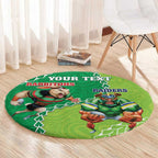 Personalised Rabbitohs And Raiders Rugby Round Carpet Aboriginal Mix Polynesian Pattern