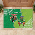 Personalised Rabbitohs And Raiders Rugby Rubber Doormat Aboriginal Mix Polynesian Pattern
