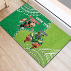 Personalised Rabbitohs And Raiders Rugby Rubber Doormat Aboriginal Mix Polynesian Pattern
