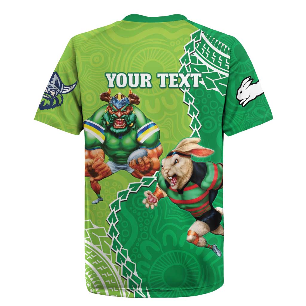 Personalised Rabbitohs And Raiders Rugby Rugby Jersey Aboriginal Mix Polynesian Pattern