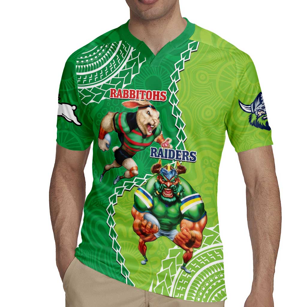 Personalised Rabbitohs And Raiders Rugby Rugby Jersey Aboriginal Mix Polynesian Pattern