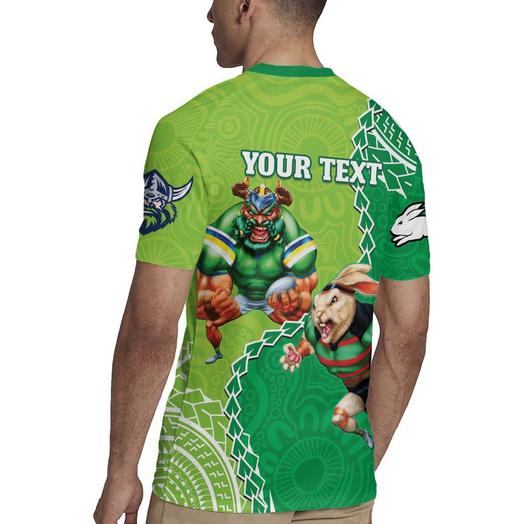 Personalised Rabbitohs And Raiders Rugby Rugby Jersey Aboriginal Mix Polynesian Pattern