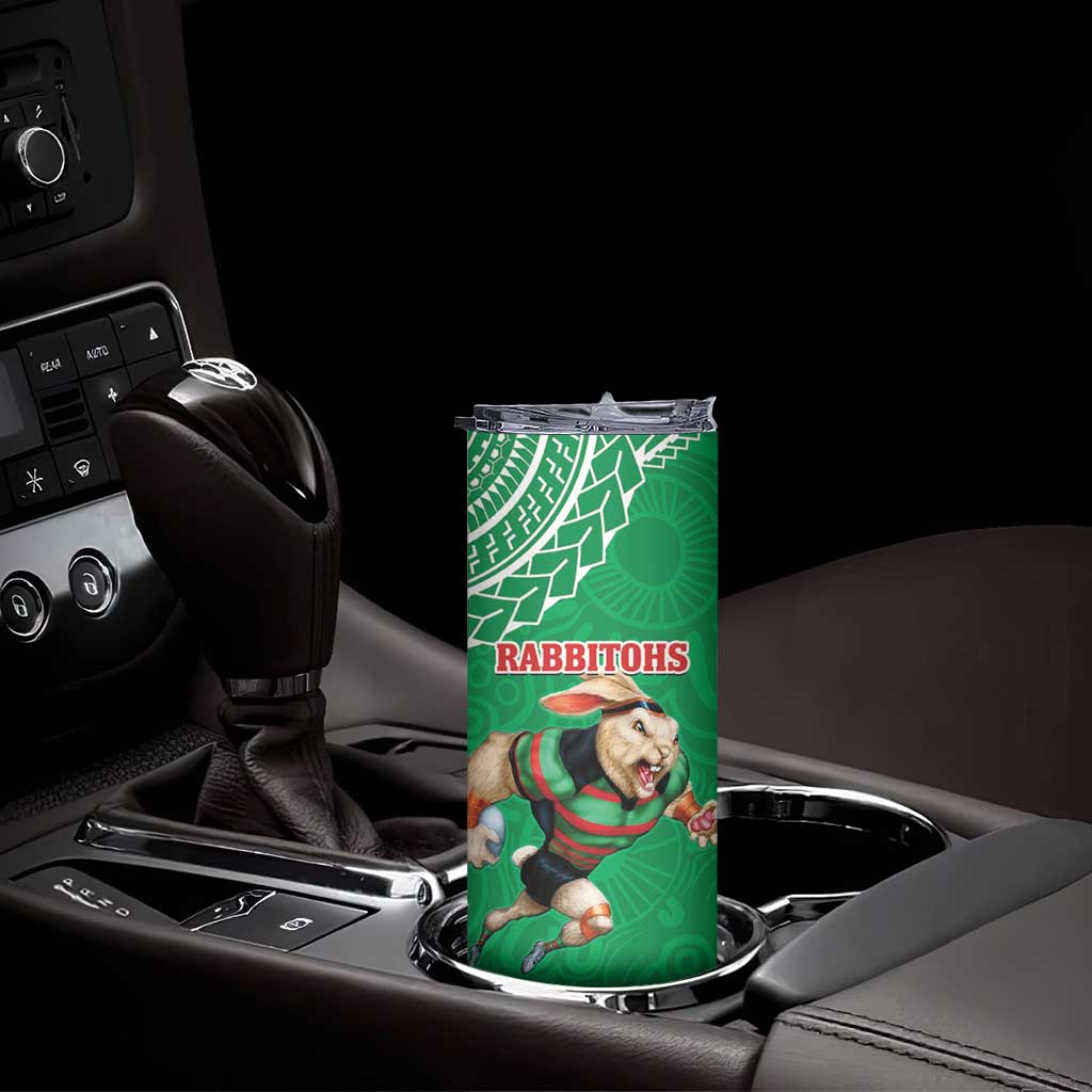 Rabbitohs And Raiders Rugby Skinny Tumbler Aboriginal Mix Polynesian Pattern