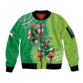 Personalised Rabbitohs And Raiders Rugby Sleeve Zip Bomber Jacket Aboriginal Mix Polynesian Pattern