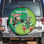 Personalised Rabbitohs And Raiders Rugby Spare Tire Cover Aboriginal Mix Polynesian Pattern
