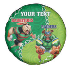 Personalised Rabbitohs And Raiders Rugby Spare Tire Cover Aboriginal Mix Polynesian Pattern