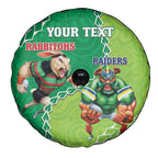Personalised Rabbitohs And Raiders Rugby Spare Tire Cover Aboriginal Mix Polynesian Pattern