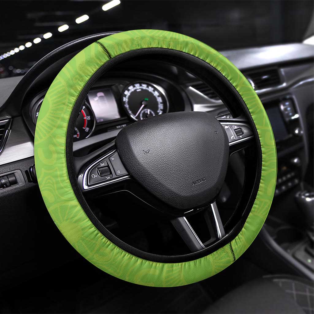 Rabbitohs And Raiders Rugby Steering Wheel Cover Aboriginal Mix Polynesian Pattern