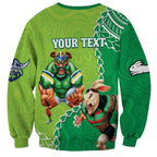 Personalised Rabbitohs And Raiders Rugby Sweatshirt Aboriginal Mix Polynesian Pattern
