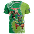 Personalised Rabbitohs And Raiders Rugby T Shirt Aboriginal Mix Polynesian Pattern