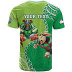Personalised Rabbitohs And Raiders Rugby T Shirt Aboriginal Mix Polynesian Pattern
