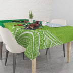 Personalised Rabbitohs And Raiders Rugby Tablecloth Aboriginal Mix Polynesian Pattern