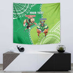 Personalised Rabbitohs And Raiders Rugby Tapestry Aboriginal Mix Polynesian Pattern