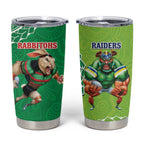 Rabbitohs And Raiders Rugby Tumbler Cup Aboriginal Mix Polynesian Pattern
