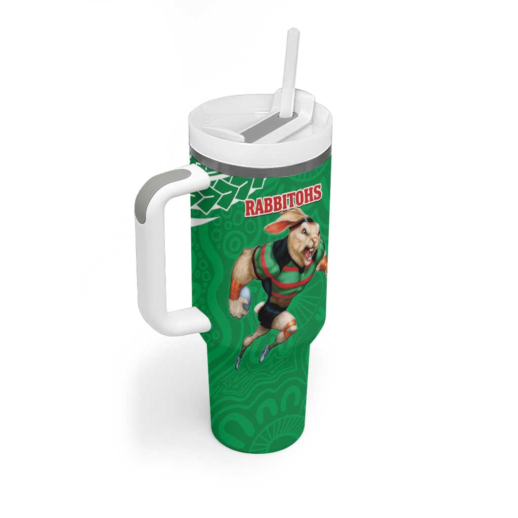 Rabbitohs And Raiders Rugby Tumbler With Handle Aboriginal Mix Polynesian Pattern