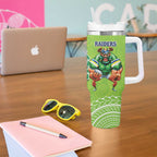 Rabbitohs And Raiders Rugby Tumbler With Handle Aboriginal Mix Polynesian Pattern