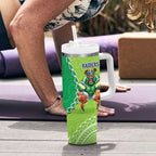 Rabbitohs And Raiders Rugby Tumbler With Handle Aboriginal Mix Polynesian Pattern