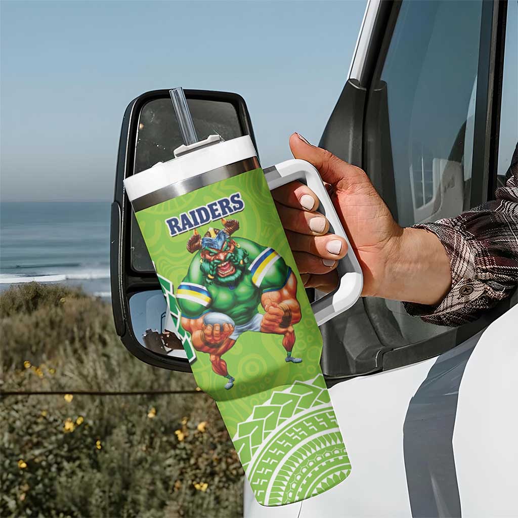 Rabbitohs And Raiders Rugby Tumbler With Handle Aboriginal Mix Polynesian Pattern
