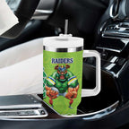 Rabbitohs And Raiders Rugby Tumbler With Handle Aboriginal Mix Polynesian Pattern