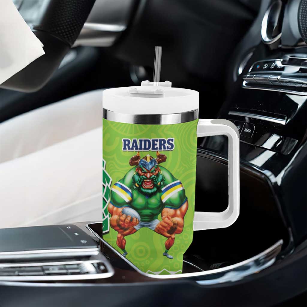 Rabbitohs And Raiders Rugby Tumbler With Handle Aboriginal Mix Polynesian Pattern