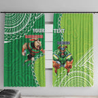 Personalised Rabbitohs And Raiders Rugby Window Curtain Aboriginal Mix Polynesian Pattern