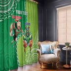 Personalised Rabbitohs And Raiders Rugby Window Curtain Aboriginal Mix Polynesian Pattern