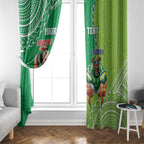 Personalised Rabbitohs And Raiders Rugby Window Curtain Aboriginal Mix Polynesian Pattern