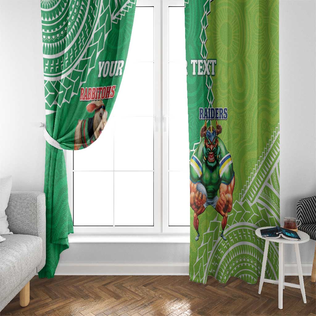 Personalised Rabbitohs And Raiders Rugby Window Curtain Aboriginal Mix Polynesian Pattern