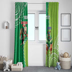 Personalised Rabbitohs And Raiders Rugby Window Curtain Aboriginal Mix Polynesian Pattern