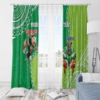 Personalised Rabbitohs And Raiders Rugby Window Curtain Aboriginal Mix Polynesian Pattern