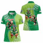 Personalised Rabbitohs And Raiders Rugby Women Polo Shirt Aboriginal Mix Polynesian Pattern