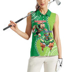 Personalised Rabbitohs And Raiders Rugby Women Sleeveless Polo Shirt Aboriginal Mix Polynesian Pattern