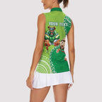 Personalised Rabbitohs And Raiders Rugby Women Sleeveless Polo Shirt Aboriginal Mix Polynesian Pattern