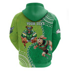 Personalised Rabbitohs And Raiders Rugby Zip Hoodie Aboriginal Mix Polynesian Pattern