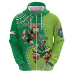 Personalised Rabbitohs And Raiders Rugby Zip Hoodie Aboriginal Mix Polynesian Pattern