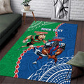 Personalised Rabbitohs And Knights Rugby Area Rug Aboriginal Mix Polynesian Pattern