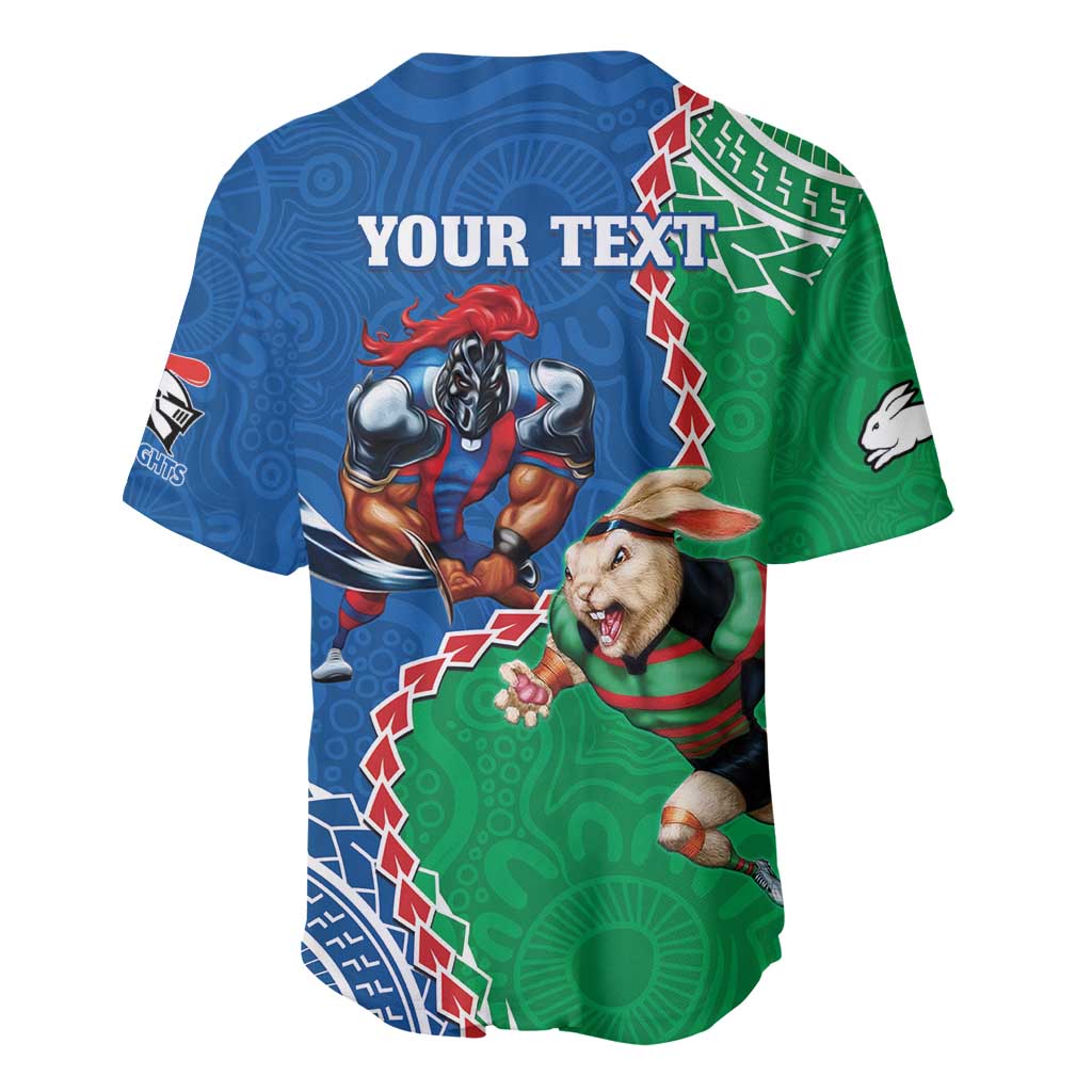 Personalised Rabbitohs And Knights Rugby Baseball Jersey Aboriginal Mix Polynesian Pattern