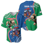 Personalised Rabbitohs And Knights Rugby Baseball Jersey Aboriginal Mix Polynesian Pattern