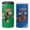 Rabbitohs And Knights Rugby 4 in 1 Can Cooler Tumbler Aboriginal Mix Polynesian Pattern