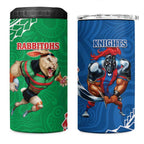 Rabbitohs And Knights Rugby 4 in 1 Can Cooler Tumbler Aboriginal Mix Polynesian Pattern