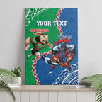 Personalised Rabbitohs And Knights Rugby Canvas Wall Art Aboriginal Mix Polynesian Pattern