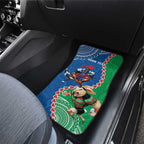 Personalised Rabbitohs And Knights Rugby Car Mats Aboriginal Mix Polynesian Pattern