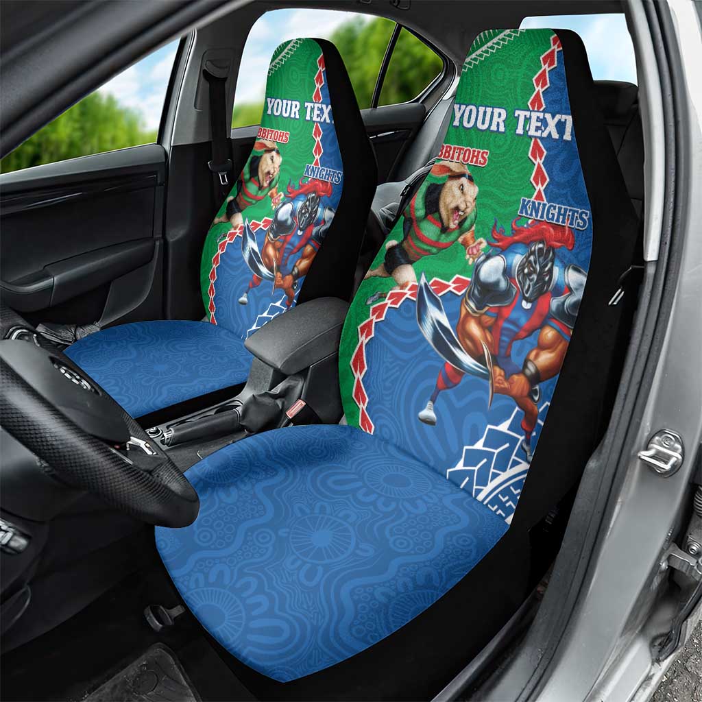 Personalised Rabbitohs And Knights Rugby Car Seat Cover Aboriginal Mix Polynesian Pattern